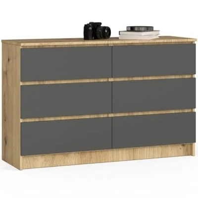 Abbildung von 3E 3xE living.com Kommode, in Artisan Eiche &amp; Graphit grau (B: 120 / H: 77 T: 40) viele Farben und Großen