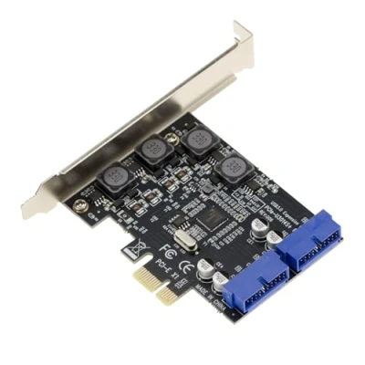Abbildung von KALEA INFORMATIQUE PCI Express PCIe auf USB 3.0 Controller Karte mit 2 internen USB3 Ports, 19 Punkten, 5G und NEC Chipsatz. Low High Profile Winkel im Lieferumfang enthalten.