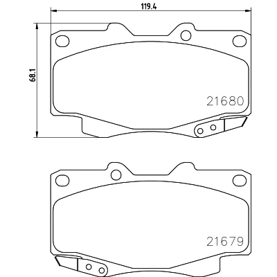 Abbildung von HELLA 8DB 355 013 481 Bremsbelagsatz mit akustischer Verschleißwarnung TOYOTA: HILUX 3 Pritsche/Fahrgestell (KUN1, TGN3, TGN2, TGN1,, Pick up