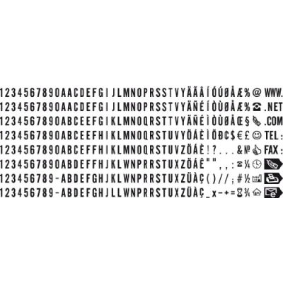 Abbildung von trodat Typensatz, Schrifthhe: 3 mm, 336 Zeichen