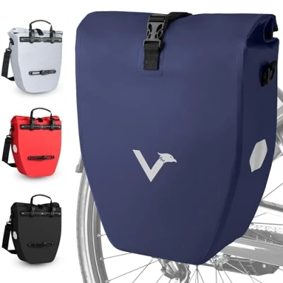 Abbildung von Valkental Große &amp; wasserdichte Gepäckträgertasche 20L Füllvolumen Fahrradtasche für Gepäckträger mit Reflektoren in Blau