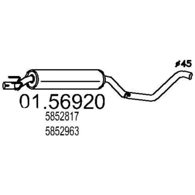 Abbildung von MTS 01.56920 Mittelschalldämpfer 1750 OPEL: Combo B Kastenwagen