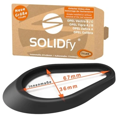 Abbildung von SOLIDfy® Dichtung Dachantenne für OPEL Calibra, Vectra B, C GTS, Tigra A/B Twintop, Zafira A GRÖßE 77x44mm (Innenmaß: 67x36mm) Einbau ohne den Antennenfuß auszubauen