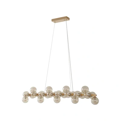 Abbildung von Lucande Hängeleuchte Naelen, gold/amber, 125 cm, Glas, G9