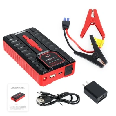 Abbildung von Shienfir Starthilfe Powerbank, 49800mAh 12V UltraSafe Tragbares USB Ladegerät, Starthilfekabel Auto Batterie Booster für bis zu 6,0L Benzin und 3,0L Dieselmotoren Rot
