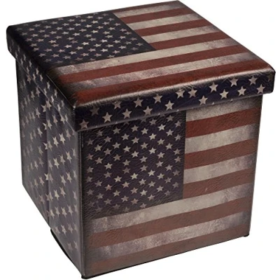 Abbildung von Warenhandel König Hocker Deckel Stauraum Box Polster Polsterhocker Klappbox Faltbox Sitz 38 cm (USA Stars and Stripes)