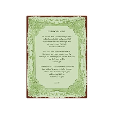 Abbildung von Interluxe Wandschild METALLSCHILD Blechschild EIN BISSCHEN MEHR Frieden Shabby Vintage Geschenk Dekoration