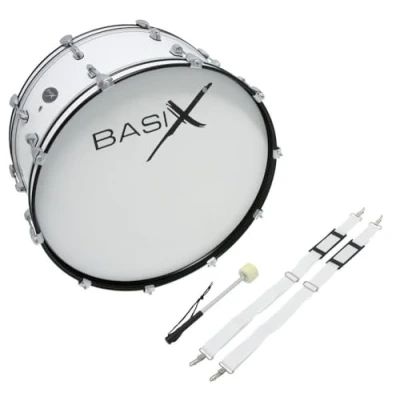 Abbildung von GEWA Marching Bassdrum, Marschtrommel 26x12&quot;, Holzkessel weiß, inkl. Tragriemen und Schlägel
