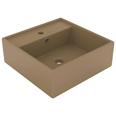 Abbildung von vidaXL Waschbecken Luxus Überlauf Quadratisch Matt Creme 41x41 cm
