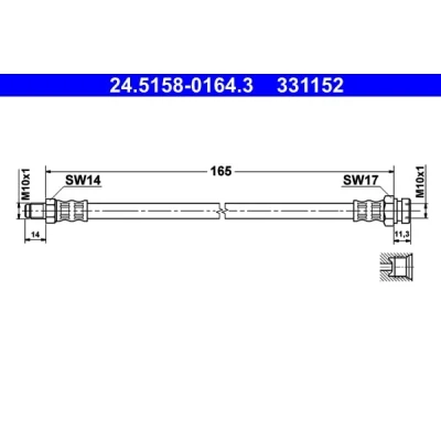 Abbildung von ATE 24.5158 0164.3 Bremsschläuche 165 M10x1 MITSUBISHI: PAJERO 2