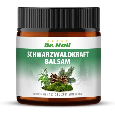 Abbildung von Dr. Hall Schwarzwald Kraftbalsam, Natürlicher Kräuterbalsam mit ätherischen Ölen, entspannende Hautpflege und Aromatherapie, 180 ml