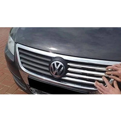 Abbildung von Recambo EDELSTAHL KÜHLERGRILL LEISTEN CHROM kompatibel für VW PASSAT 3C, B6 2005 2010 8 tlg SET