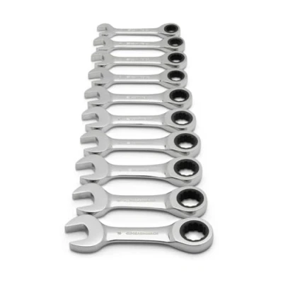 Abbildung von GearWrench 9520D 10 teiliger metrischer, kurzer Maulschlüssel Satz mit Ratsche 72 Zähnen und 12 Punkten