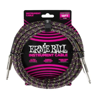 Abbildung von Ernie Ball Geflochtenes Gitarrenkabel, Gerade/Gerade, 5,49 m Purple Python
