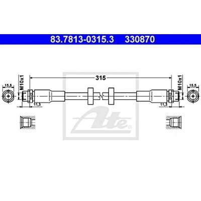 Abbildung von ATE 83.7813 0315.3 Bremsschläuche 315 AUDI: A6 C6 Limousine, Allroad, Avant