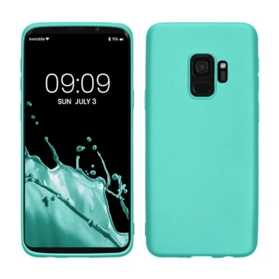 Abbildung von kwmobile Case kompatibel mit Samsung Galaxy S9 Hülle Schutzhülle aus Silikon metallisch schimmernd Handyhülle Metallic Türkis