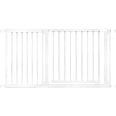 Abbildung von Safetots Naturholz Elegance Treppenschutzgitter, Weiß, 145cm 153cm, Druckmontage Sicherheitsgitter, 73cm Extra Breite Türöffnung, Breites Gitter für Treppen, Flure und Türen