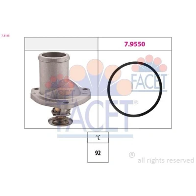 Abbildung von FACET 7.8188 Kühlwasserthermostat 92C Made in Italy OE Equivalent integriertes Gehäuse OPEL: Vectra B Limousine, Omega Caravan