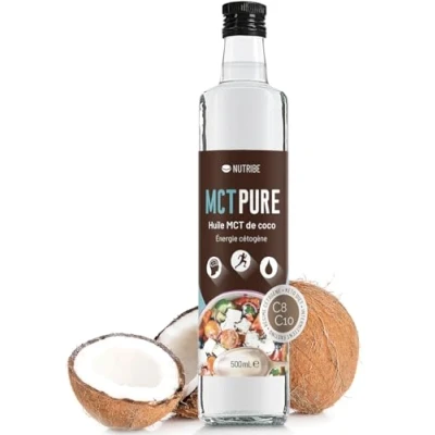 Abbildung von NUTRIBE MCT Öl PURE C8 C10 500ml Höchster Qualität, Mechanischer Destillation, 100% kokosnuss Gesund für Stoffwechsel, Gehirn, Herz