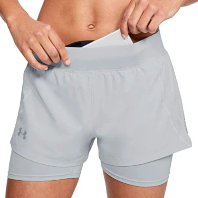 Abbildung von Under Armour Damen Kurze Hose Qualifier Speedpocket 2 In 1 Short, Grau, MD, 1342859 014