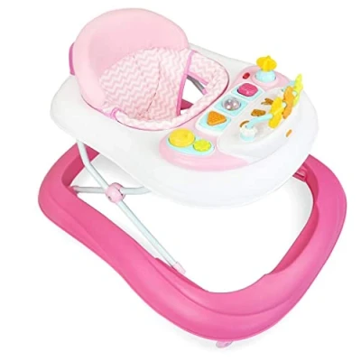 Abbildung von Leogreen Lauflernhilfe Gehfrei Lauflernwagen Baby mit Melodie und Licht, 360 Schwenkräder, 3 Fach Höhenverstellbar, Rosa