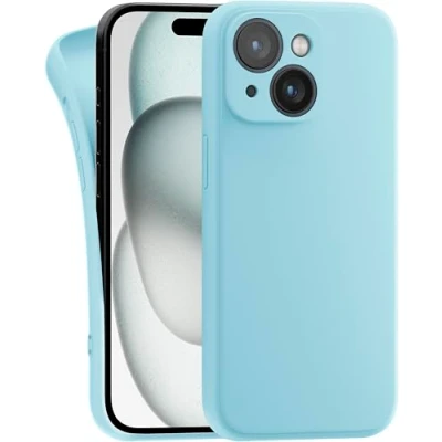 Abbildung von MyGadget Hülle Kompatibel mit iPhone 15 robuste Silikon Schutzhülle TPU Case Slim Silikonhülle Back Cover Kratzfest Handyhülle Matt Babyblau