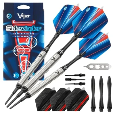 Abbildung von Viper by GLD Products Sidewinder Dartpfeile mit weicher Spitze, 80% Wolfram, Ridgeback, 18 g, silberfarben, 21 3227