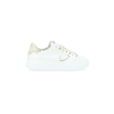 Abbildung von PHILIPPE MODEL Sneaker Temple aus weißem und goldenem Leder, Weiß, 39 EU
