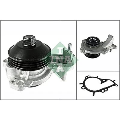 Abbildung von INA 538 0147 10 Wasserpumpe mit Dichtung für Keilrippenriementrieb PEUGEOT: 208 I Schrägheck, 2008 Kombi, CITROËN: C3 II, DS3 C4 II Cactus