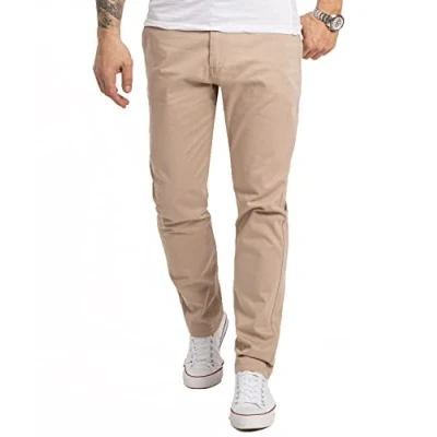 Abbildung von Indumentum Herren Chino Hose Regular Fit Chinohose Herrenhose Baumwolle Designer Chinos Business Stretch Männer IR 506 Beige W32 L30