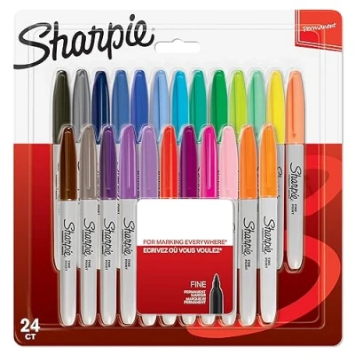 Abbildung von Sharpie Permanent Marker, Marker Stifte mit feiner Spitze, gemischte Farben, 24 Stück Market Set
