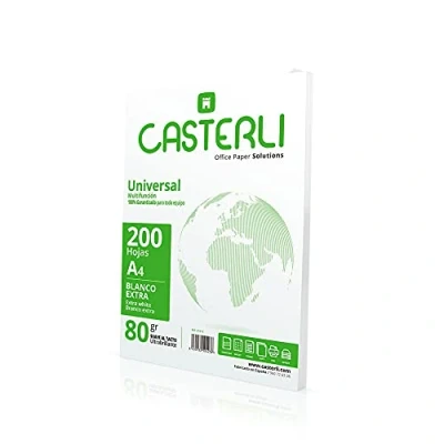 Abbildung von CASTERLI 81013 A4 Blätter, Papier, 200 weiße 80 g, extra weiß, Mehrzweckpapier für A4, g/m² (A4, Blatt)