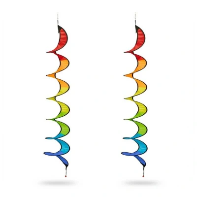 Abbildung von Relaxdays, 2er Set, Regenbogen Windspirale, hängend, H x D: 130 20 cm, Deko Windspiel Garten &amp; Balkon, bunt