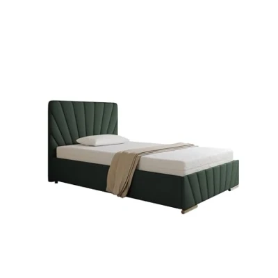 Abbildung von PANDA MÖBEL RAY Polsterbett 120 x 200 cm Doppelbett mit Stauraum aus Kiefernholz, Schlafzimmer, Bequem, Modern, Stilvoll grün