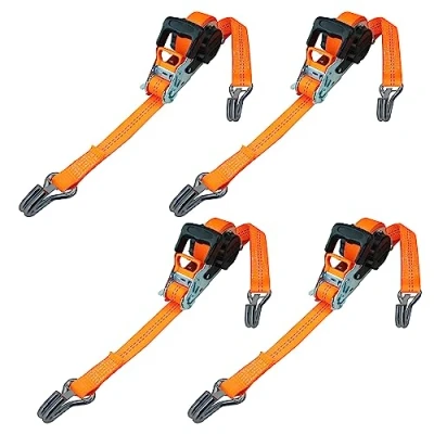 Abbildung von PETEX 4X Automatik Ratschenspanngurt, selbstaufrollend, 1 teilig, 5 m x 35 mm, 1.000/2.000 daN, bis 2000 kg, orange, Sicherheits Doppelspitzhaken