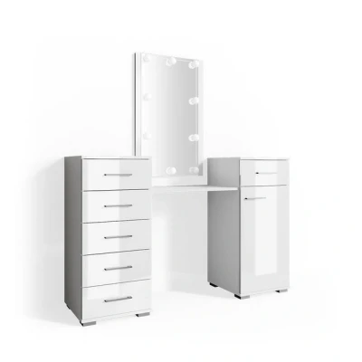Abbildung von Vicco Schminktisch Zoe, Weiß, 140 cm mit LED Beleuchtung