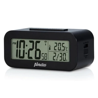 Abbildung von Alecto Wecker AK 30 stilvolles Design mit Thermometer &amp; Hygrometer, DCF genaue Zeitanzeige