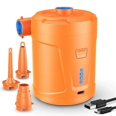 Abbildung von SUPPOU Elektrische Luftpumpe,5200mAh Wiederaufladbare Akku Luftpumpe für Boot Schlauchboot, Schnell Inflator Schlauchboot/Planschbecken/Pool/Schwimmring, HW QB, Orange