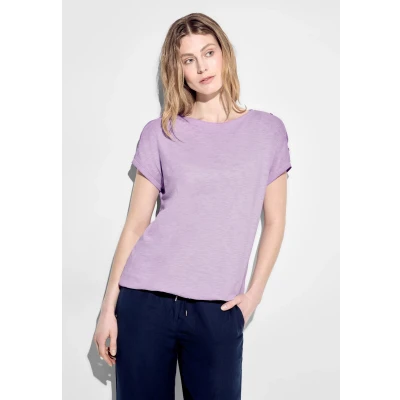 Abbildung von Cecil MIT Knopfdetail Tshirt basic, Damen, Größe: Small, Lila