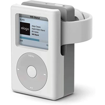 Abbildung von elago W6 Ladestation Ständer Kompatibel mit Apple Watch Serie 10, 9, 8, SE2, 7, 6, SE, 5, 4, 3, 2, 1 (46mm, 45mm, 44mm, 42mm, 41mm, 40mm, 38mm Nachtmodus (Weiß)