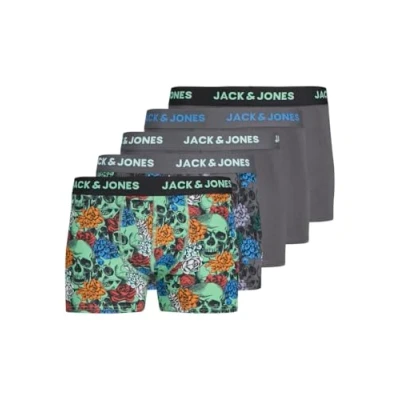 Abbildung von Jack &amp; Jones Jacmason Skull Trunks 5 PACK Panties, Herren, Größe: Small, Asphalt/pack black