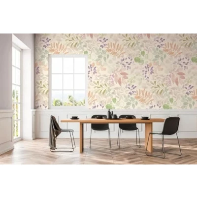 Abbildung von A.S. Création Fototapete &quot;Aquarell Dreams Blumen Tapete Mustertapete Blätter Blumen&quot;, matt, Vliestapete Landhaus für Schlafzimmer Küche Wohnzimmer Design