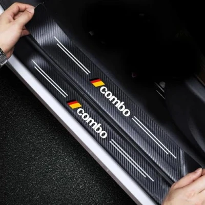 Abbildung von 4 Stück Auto Einstiegsleisten Schutz Aufkleber für Opel Combo, Kohlefaser Türschweller Trittschutz Lackschutzfolie (Combo)