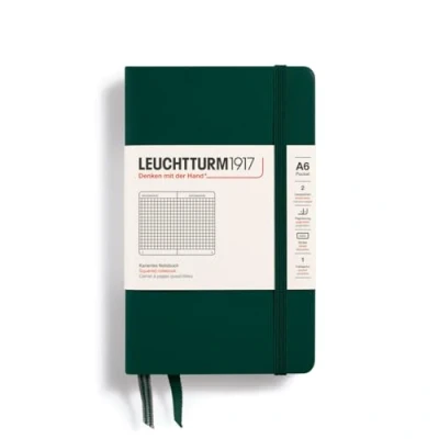 Abbildung von LEUCHTTURM1917 370300 Notizbuch Pocket (A6), Hardcover, 187 nummerierte Seiten, Forest Green, Kariert