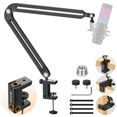 Abbildung von CAHAYA Mikrofonarm Boom Arm Professionelle Vollständig Einstellbares Mikrofonständer mit Breiter Basis, 3/8&quot; bis 5/8&quot; Adapter Mic Kompatibel HyperX, Blue Yeti, QuadCast CY00380 1
