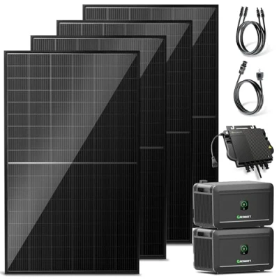 Abbildung von Solakon® Balkonkraftwerk 2000W mit Speicher 2000 Watt komplett Steckdose &amp; 800W Wechselrichter Solaranlage Komplettset 4x500W PV Module 4kWh für