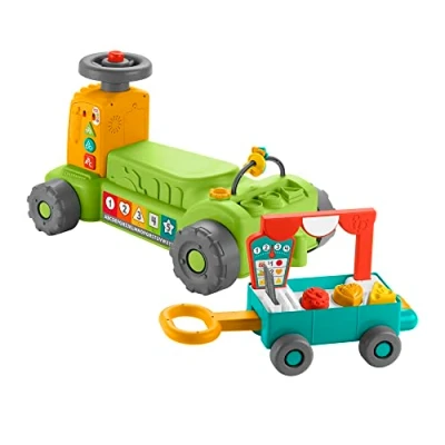 Abbildung von Fisher Price Lernspaß 4 in 1 Markt Traktor Lernspielzeug zum Ausitzen und Hinterherziehen, mit Smart Stages Lerninhalten, zur Förderung der Feinmotorik, mehrsprachig, ab 9 Monaten/ Jahr, HRG12