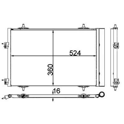 Abbildung von MAHLE ORIGINAL AC 40 000P Klimakondensator mit Trockner 11mm 524mm CITROËN: C5 III Kombi, PEUGEOT: 508 I SW
