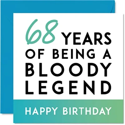 Abbildung von Stuff4 Lustige Geburtstagskarte zum 68. Geburtstag Männer und Frauen Being A Legend Sechzig Jahre Karte ihn Mutter Vater Großvater Großmutter Onkel 145 mm x Witz Geschenke Humor Grußkarten