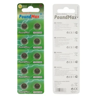 Abbildung von 10 x AG13 LR44 1,5 V Alkaline Knopfzelle PoundMax®, Stück (1er Pack)